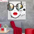 Полноразмерная Алмазная 5D картина сделай сам, модная женская с красными губами, 3D Алмазная мозаика, круглые стразы, алмазная вышивка крестиком