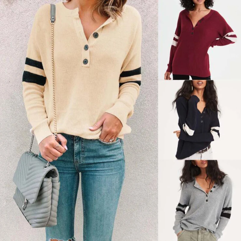 

Four Colors Sexy Round Neck Button Solid Top Fashion Csaual New Style Long Sleeve Shirt Women Fashion Women's T-Shirts