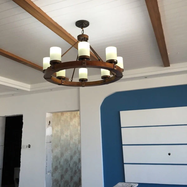 Светильник лая американская деревянная круглая железная ретро Люстра для