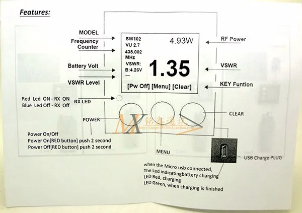 Аксессуары для рации 125-525 МГц SURECOM SW-102 с 2 шт. rf-адаптер Baofeng Радио рация мощность SWR метр SW102