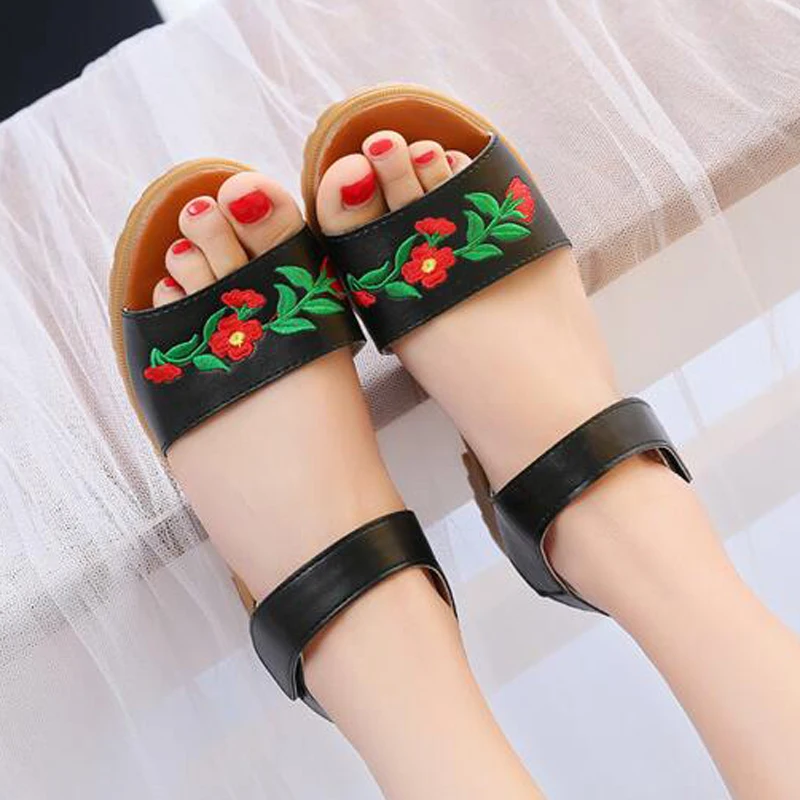 HEE GRAND Embroidery Women Sandals Peep Toe Vintage Summer Shoes For Girls XWZ4366 | Обувь