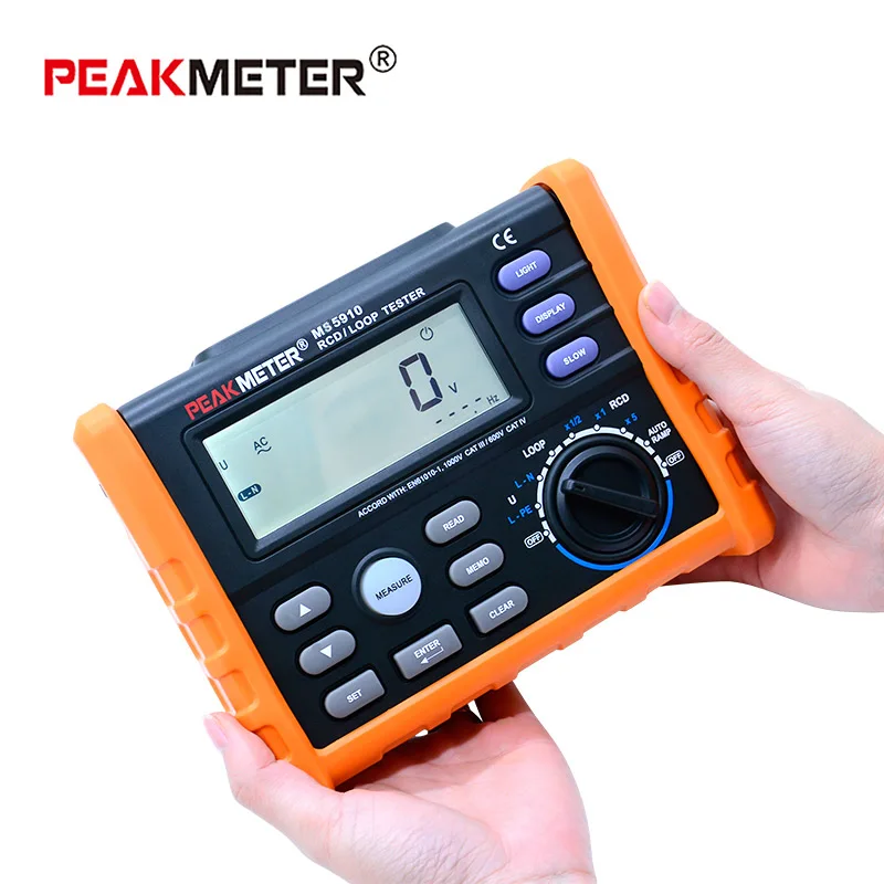 PEAKMETER MS5910 цифровой измеритель сопротивления RCD тестер сопротивления петли мультиметр для GFCI тестирование сопротивления петли