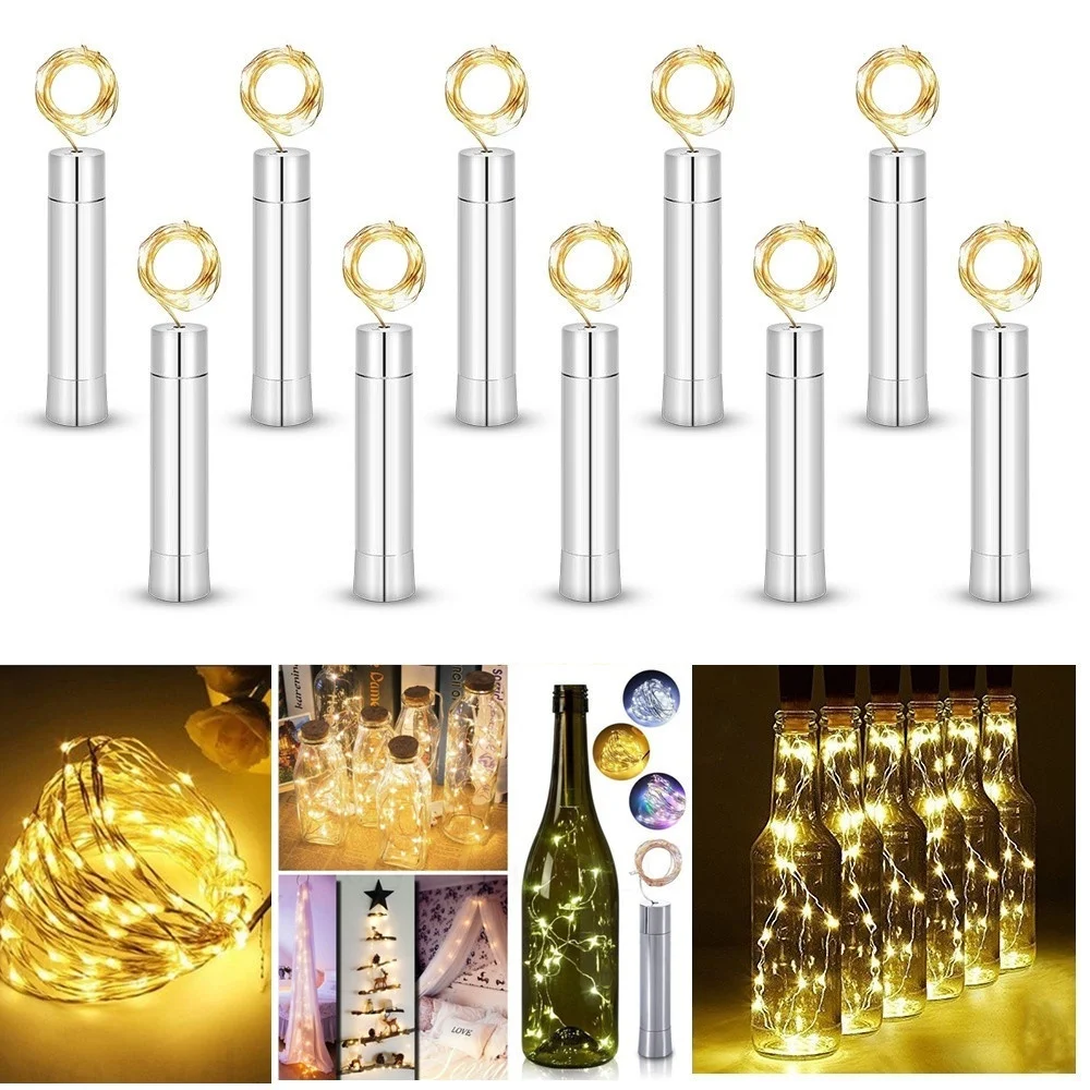 5/10 шт, длина 2 м, 20LED инструмент для установки пробок в бутылки свет 3.3ft Медный провод Фея/белый/теплый белый/розовый/фиолетовый(Батарея не входит в комплект