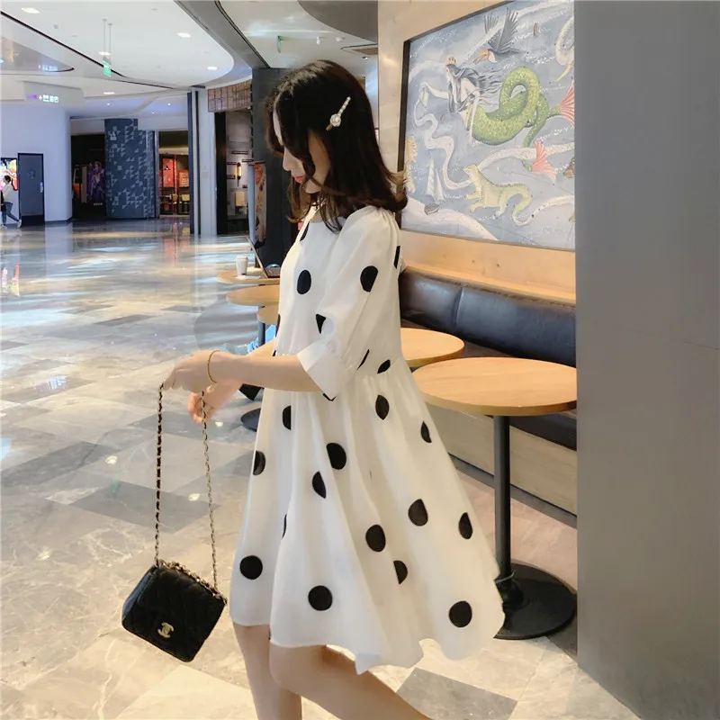 Летнее модное платье в горошек для беременных и кормящих грудью шифоновое | Мать