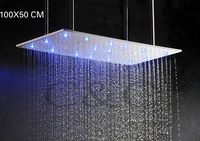 100 x 50 cm stainless steel rainfall led rectangle shower head with arms free shipping l 100x50