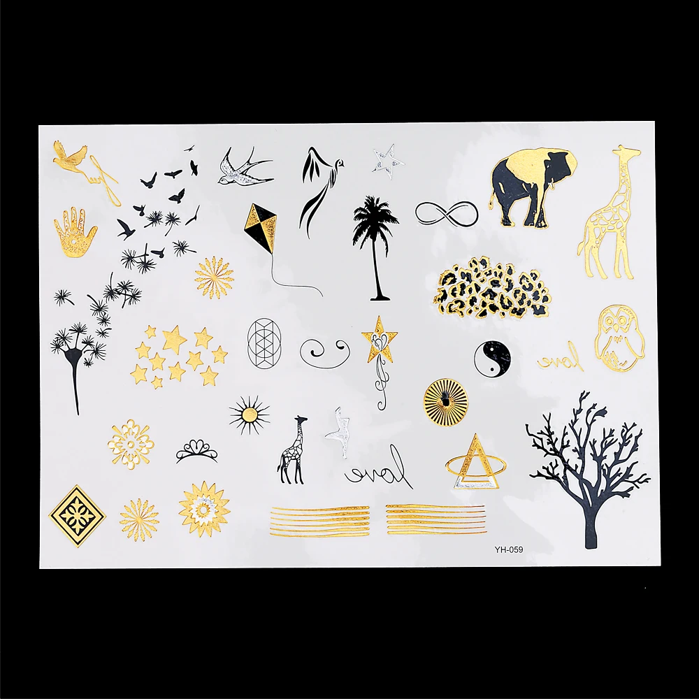 1 шт. блестящая металлическая Водонепроницаемая тату 3D Золотая Серебряная