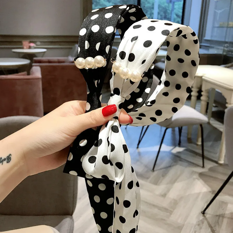 2019 Korea Style New Headbands Vacation Cloth Wave Point Retro Ribbon Hairbands for Girl Women Fashion Hair Accessories |