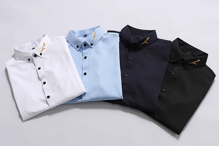 Модная мужская рубашка с вышивкой большого размера для отдыха коротким рукавом