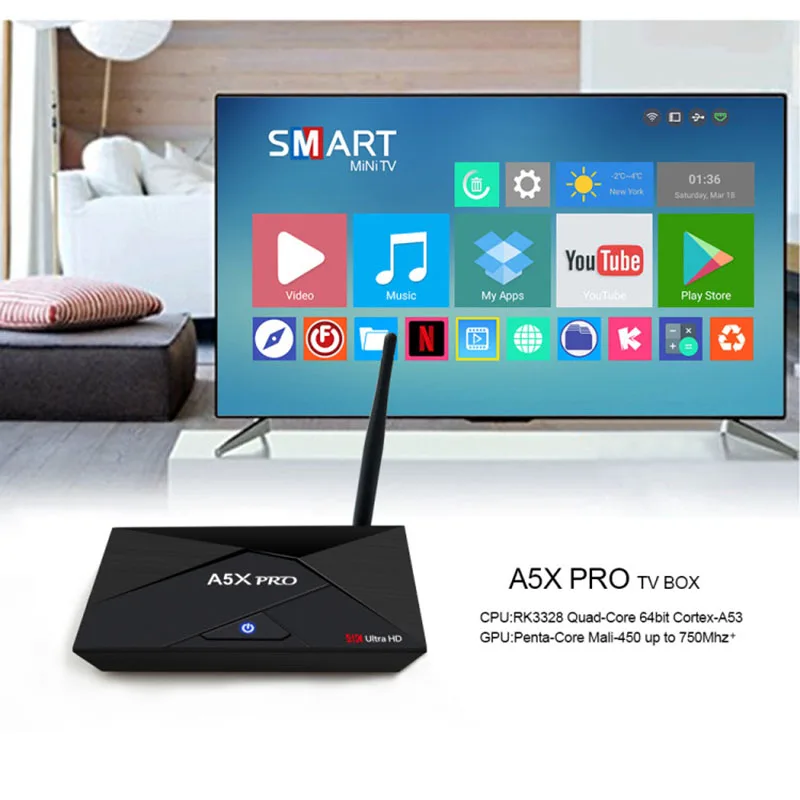 Двухдиапазонная Беспроводная ТВ-приставка HD WiFi Android 7 1 Интернет 2G + 16G Smart RK3328 4K