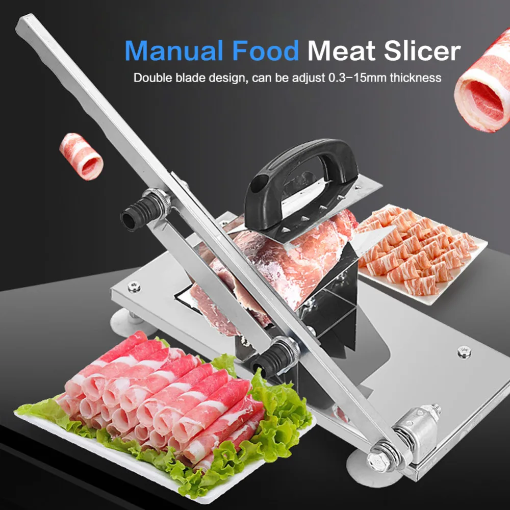 Double blade Adjustable Manual Frozen Meat Slicer Beef Mutton Sheet Roll Cleavers Cutter | Дом и сад