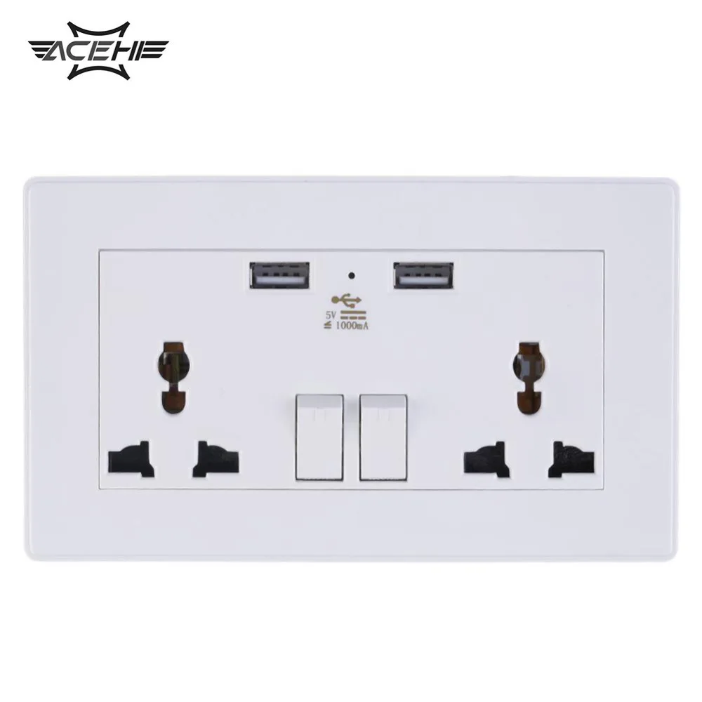 Универсальная настенная розетка ACEHE с двумя usb-разъемами разъемами питания 2100mA |