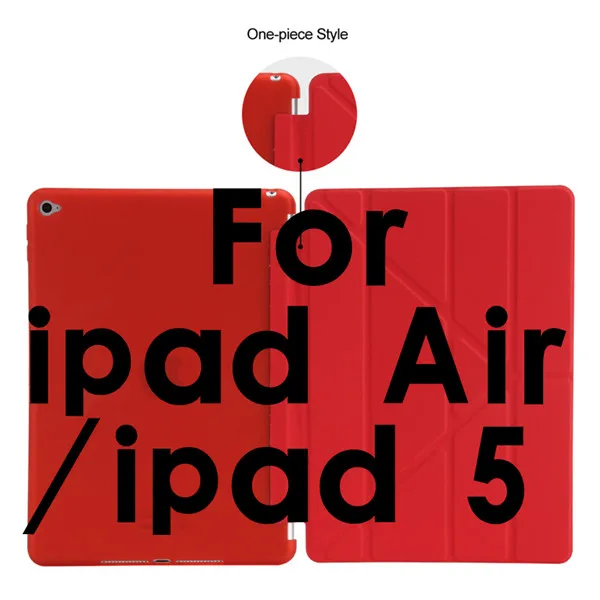 Для Ipad Air 2/iPad Air 1 смарт-чехол для Ipad 5 фигур Стенд Ультра тонкий из искусственной кожи(полиуретан) и мягкого силикона для iPad 5/6 Авто Режим сна/Пробуждение - Цвет: red Air 1