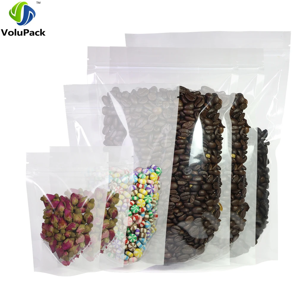 Различные размеры 100 шт перерабатываемый HDPE Прозрачный Майларовый стоячий пакет