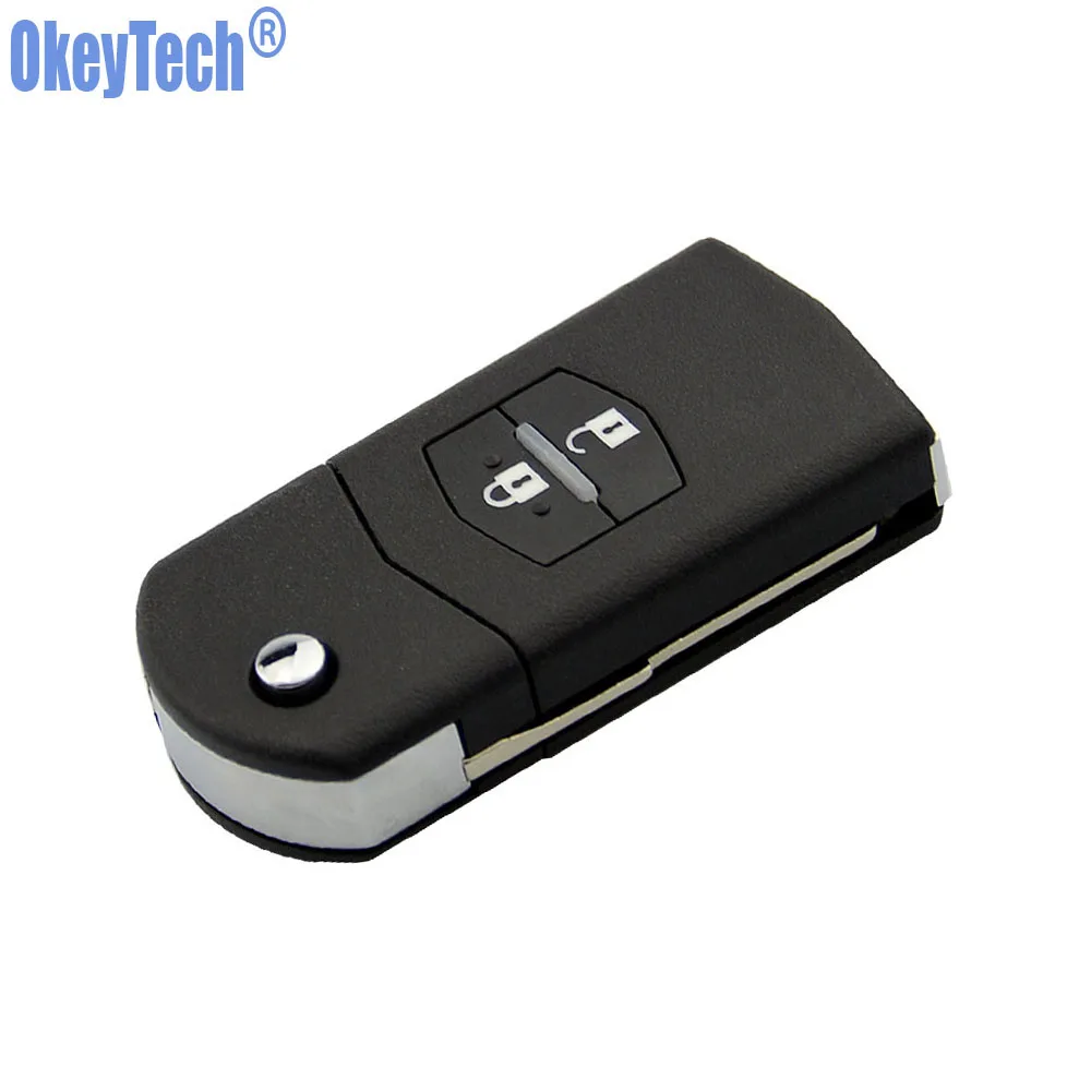 OkeyTech 2 кнопки 315 МГц 433 МГц 4D63 80 бит чип Складной флип Автомобильный Брелок дистанционного управления с ключом для Mazda 3 6 M3 M6 без логотипа