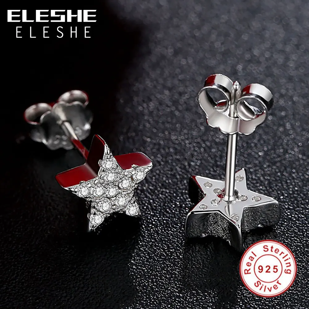 Женские серьги гвоздики ELESHE из стерлингового серебра 925 пробы с австрийскими