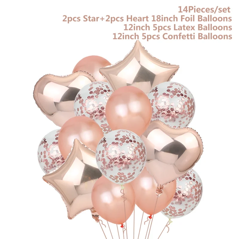 14pcs balloons HUADODO 14 шт смешанный воздушный шар Шампань золотистый воздушный шар вечерние гелиевые шары для свадебных декорации с днем рождения - Цвет: 14pcs balloons