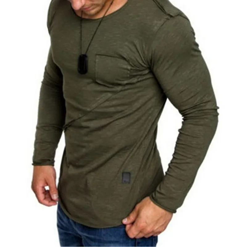 LASPERAL Новая Осенняя высокоэластичная Хлопковая мужская футболка с длинным