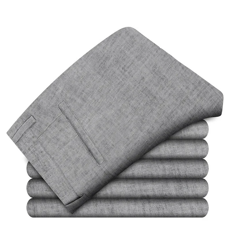 Плюс Размер 40 мужская Повседневная Длинные Брюки Льняные Полные Середины Талии