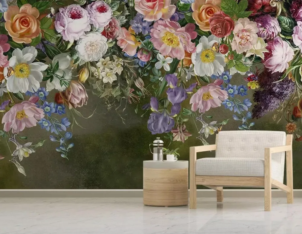 

[Self-Adhesive] 3D Oil Painting Retro Flower 159 Wall Paper mural Wall Print Decal Wall Murals