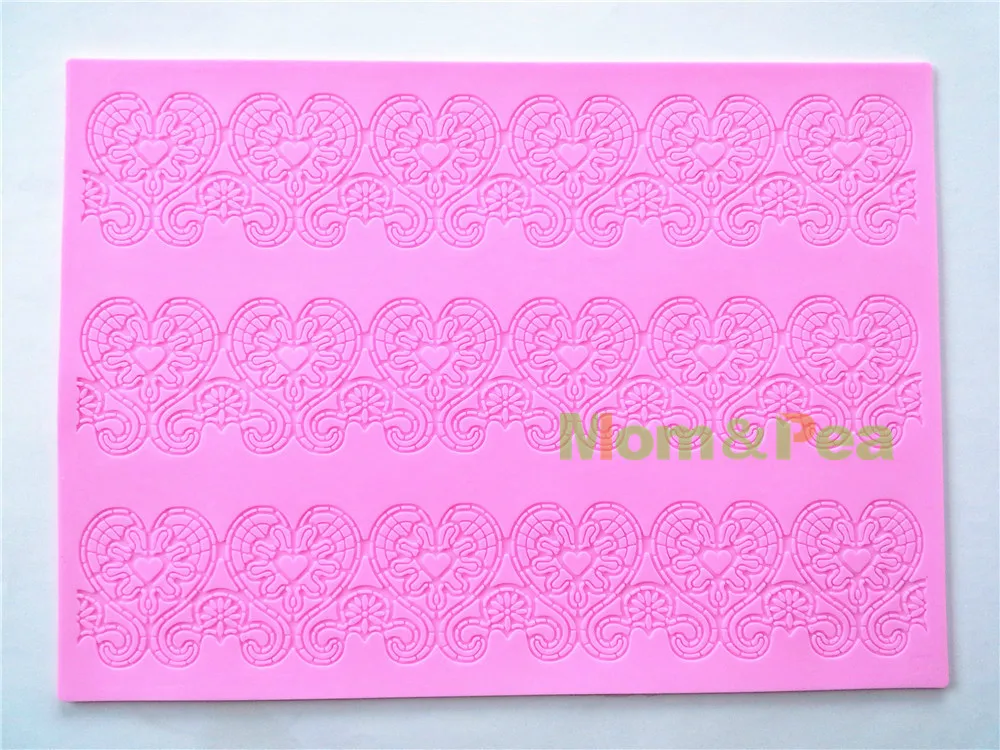 0552 Бесплатная доставка силиконовая кружевная форма Mom & Pea в форме сердца большого