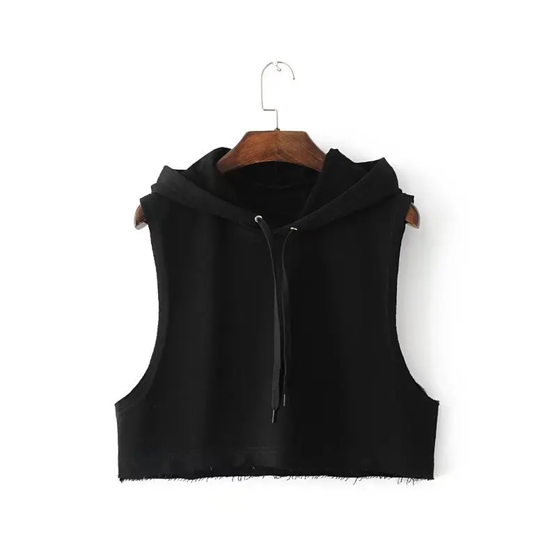 Anspretty одежда сексуальный худи укороченный женский без рукавов Короткая