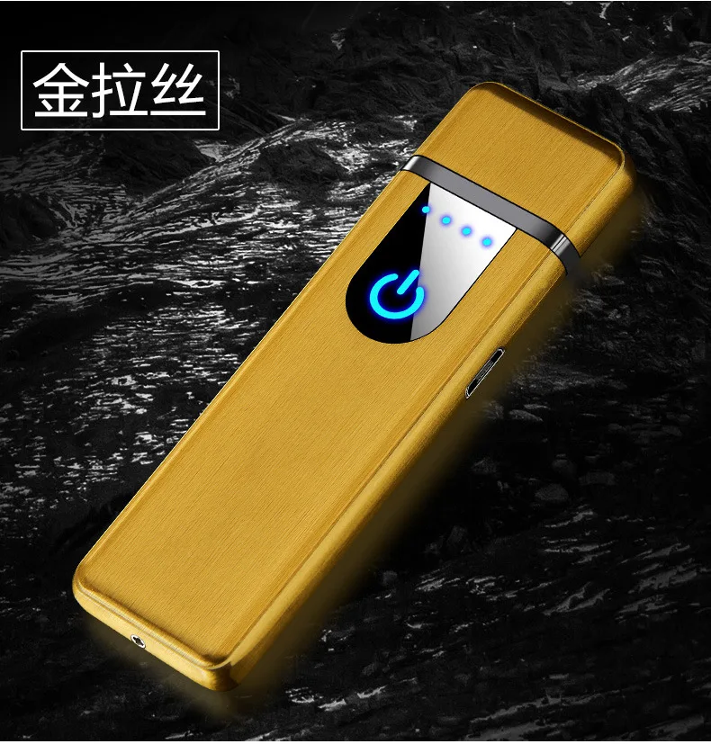 USB Перезаряжаемый сенсорный экран электронный вольфрамовый цинковый сплав прикуриватель беспламенный перезаряжаемый бурелом брикет