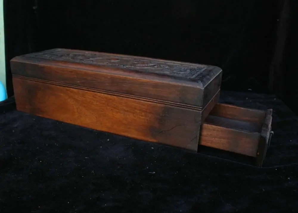35cm Chinese Old Leaflet Sandalwood Hand carved Animal Dragon Box Case HFHK | Дом и сад