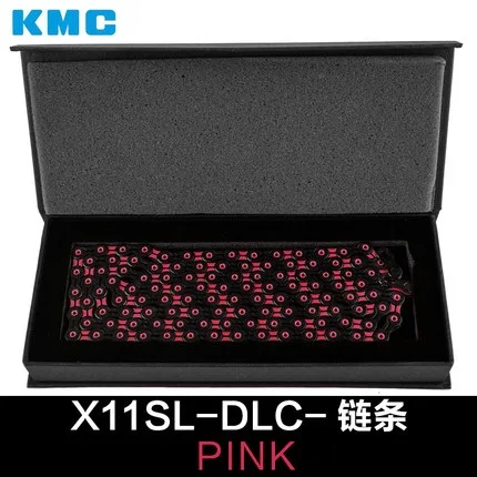 X11SLDLCBlackPink KMC Алмазное покрытие 10 скоростей 11 цепь для скоростного велосипеда X10SL X11SL горный велосипед Сверхлегкая цепь DLC велосипедные дорожные велосипедные цепи - Цвет: X11SLDLCBlackPink