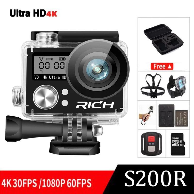Ультра HD 4K wifi(OEM eken H9R) Экшн-камера 4 k/30fps двойной экран 2,0 lcd go Водонепроницаемая pro sj Экстрим мини видеокамера