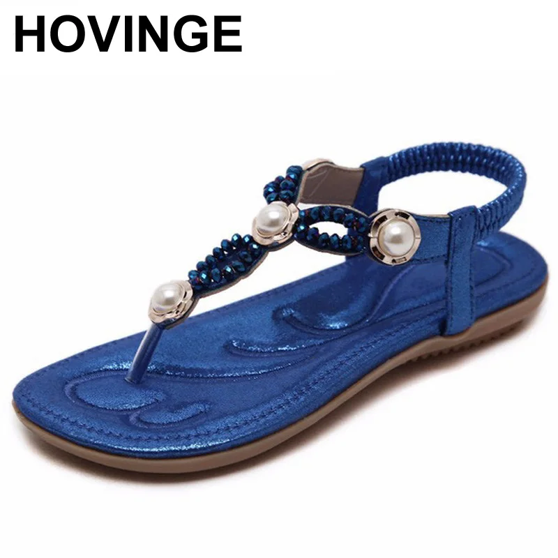 HOVINGE 2018 женские босоножки с бусинами богемные удобные застежкой на носок