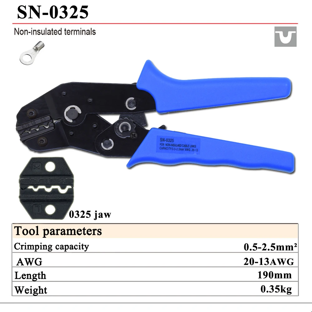 CNLX SN-0325 crimping pliers for non insulated terminal clamp self-adjusting capacity 0.75-2.5mm2 18-13AWG brand hand tools | Инструменты