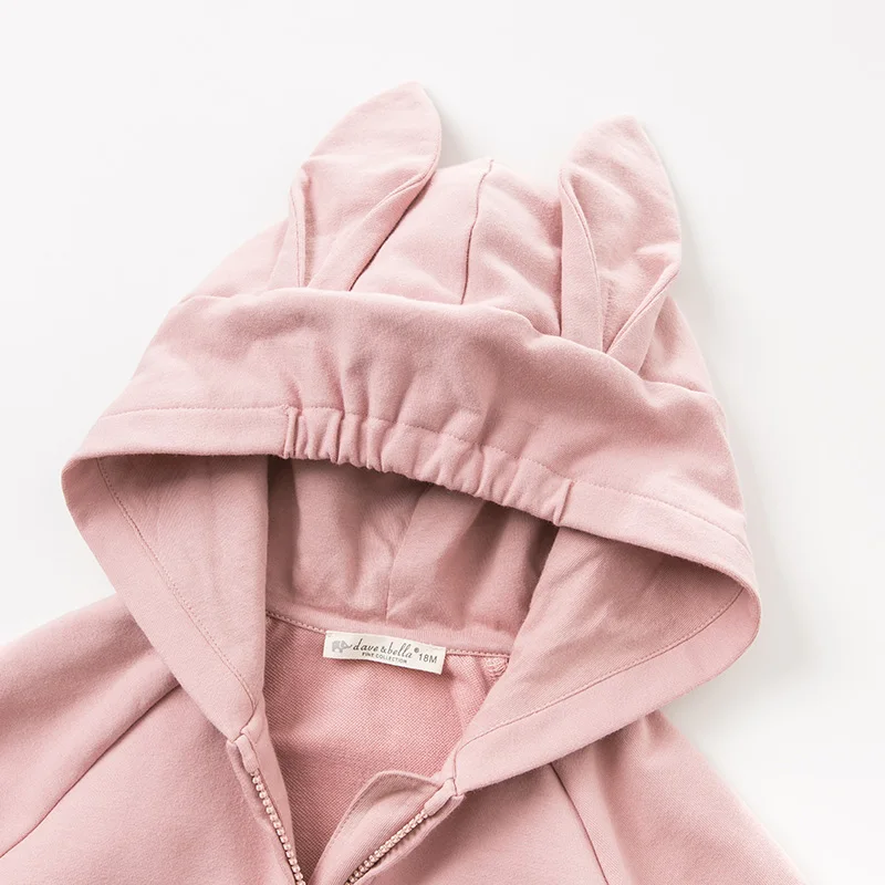 DBM10840 dave bella spring autumn baby girls cute rabbit hooded coat children tops fashion infant toddler outerwear | Детская одежда и