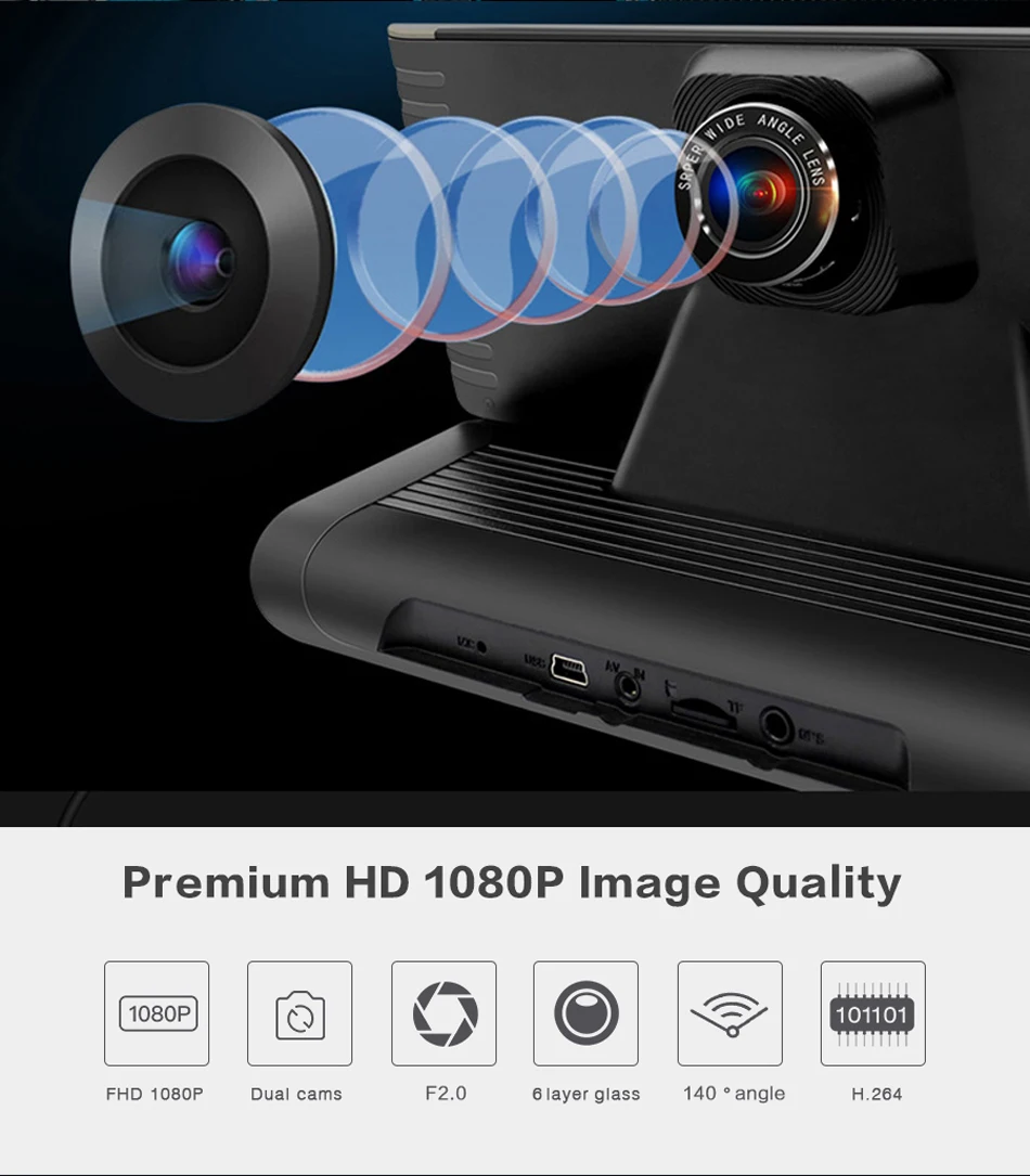 WHEXUNE 4G " сенсорный Android 5,1 Автомобильный видеорегистратор камера wifi gps Full HD 1080P видео рекордер двойной объектив ночного Видения мониторинг парковки