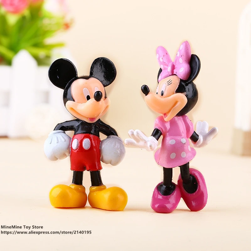 DISNEY Mickey Mouse Minnie 4pcs/set 7.5cm Action Figure Posture Anime Decoration Collection Figurine Toy model for children gift | Игрушки и