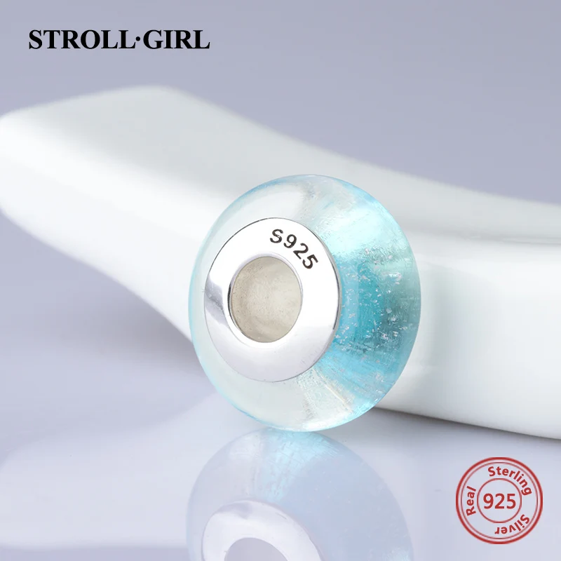 StrollGirl red color Murano glass beads 925 sterling silver diy charms fit authentic pandora bracelet jewelry making women gifts