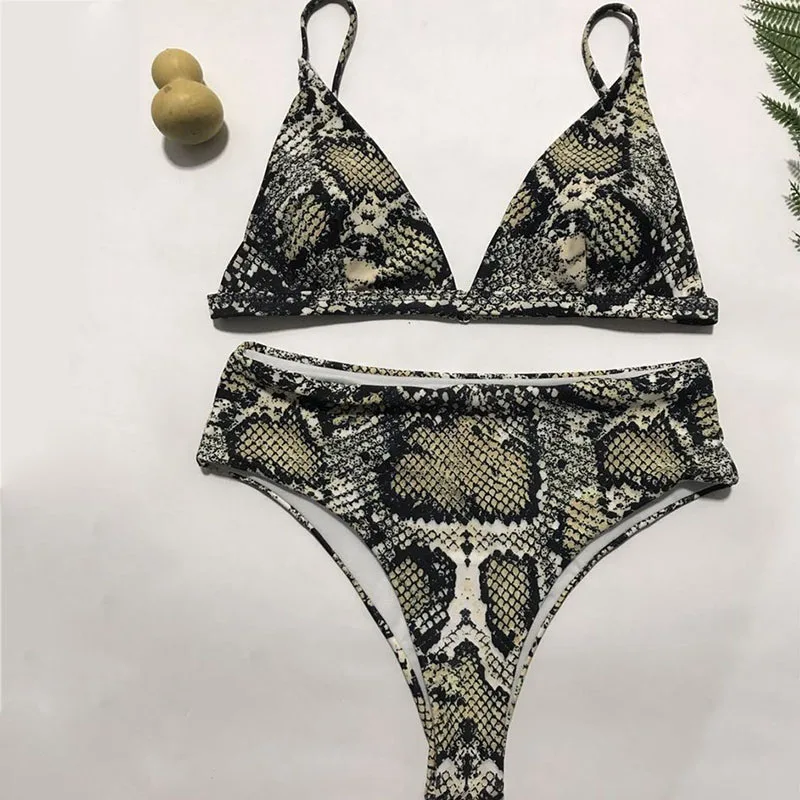Женский леопардовый купальник с треугольной подкладкой необычный сексуальный