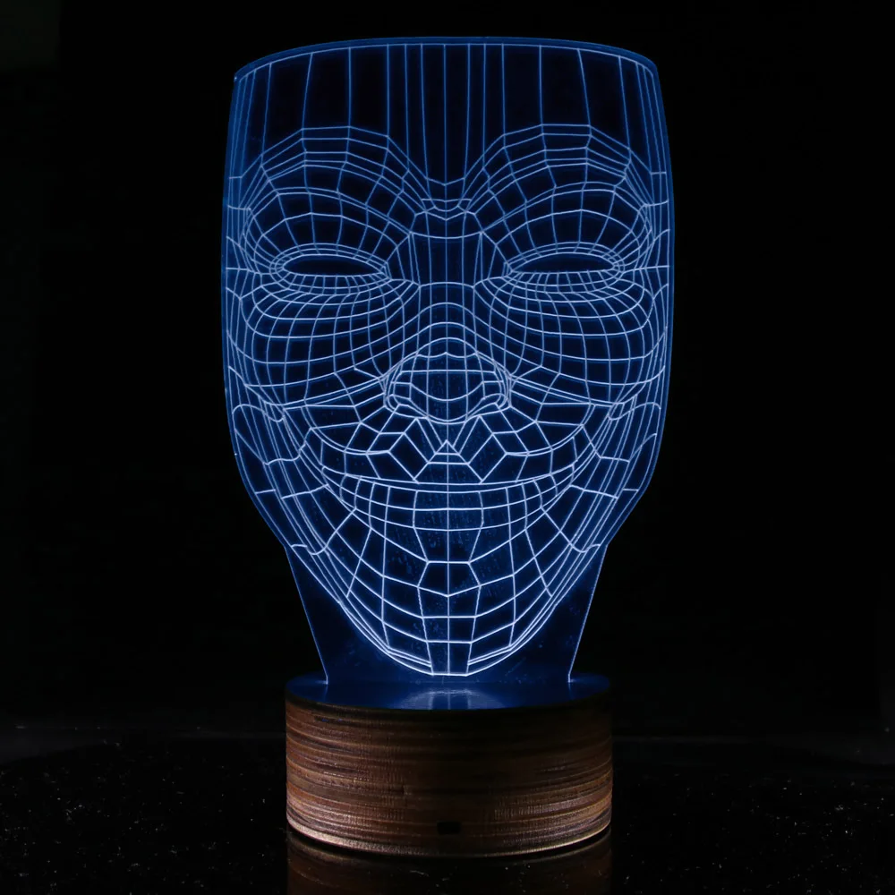 DeFong Вендетта аноним 3D ночник Творческий светильник светодиодный Красочные