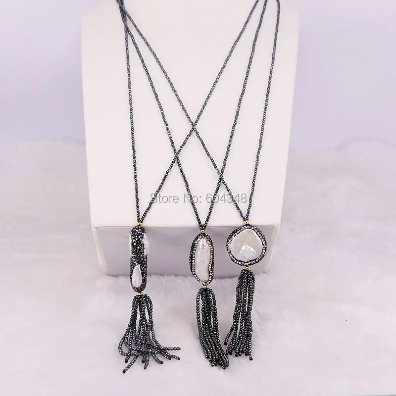 Ожерелье из 3 нитей Смешанная форма пресноводного жемчуга ожерелье с 2 мм