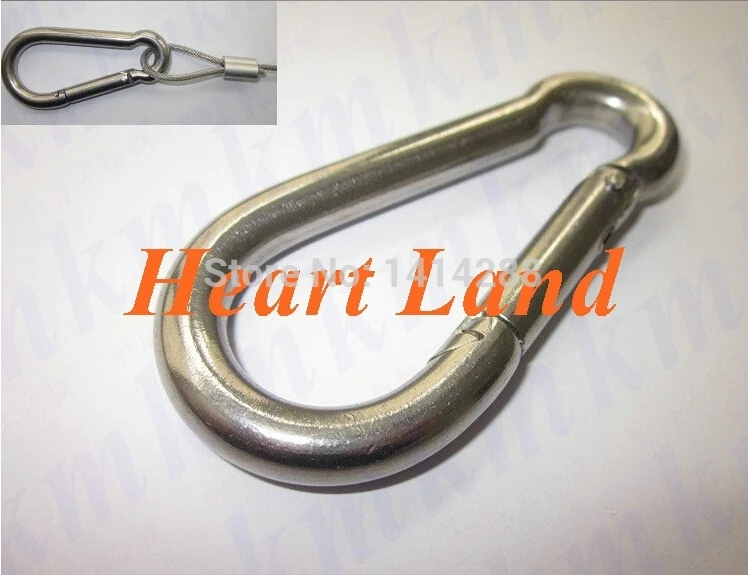 New 1pcs M5X50MM Small Stainless Steel Carabiner DIN5299C Snap Hooks Safety Clasp Camping Hiking Accessories | Дом и сад