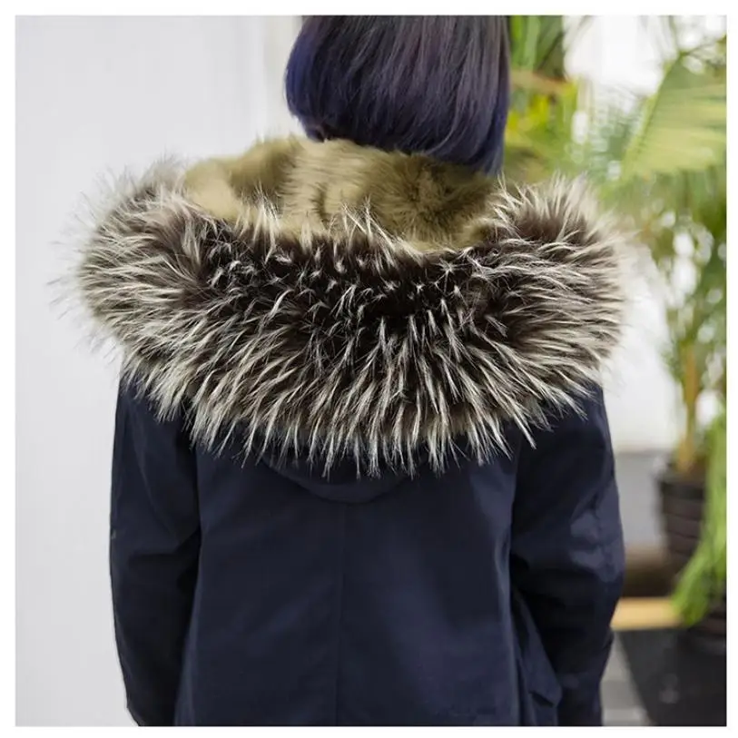

Winter Parker coat women's jacket imitation fox fur coat long sleeve hooded thicken warm oversize outwear casual overcoat L1468
