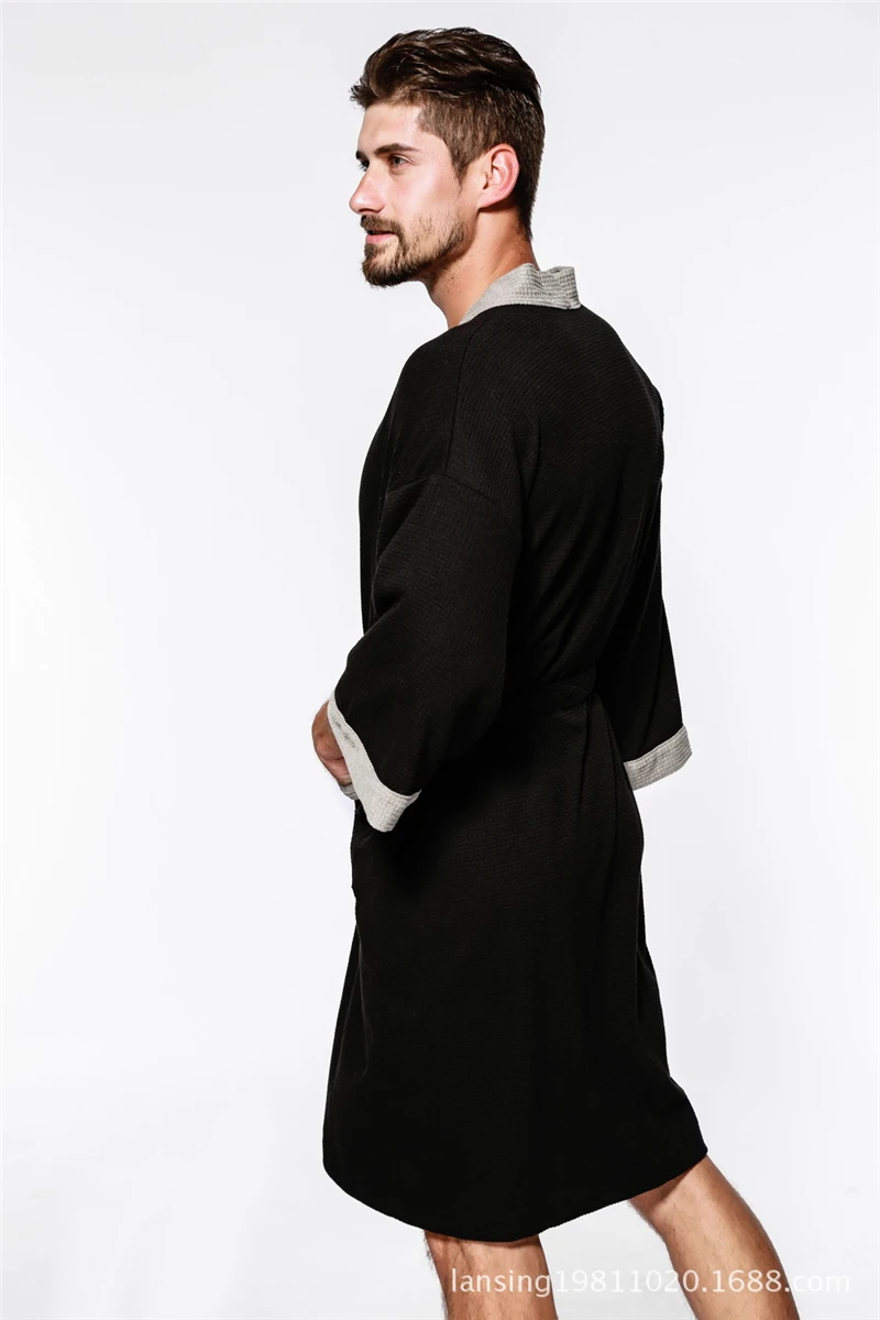 Пижамы IANLAN для пятизвездочных отелей хлопковые мужские вафельные халаты