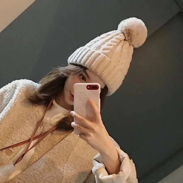 New Hot Autumn Winter Warm Baby Hat For 1-12Yrs Knitted Wool Real Fur Children Caps Infant Girls Hemming Beanies Accessories | Детская