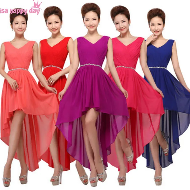 Шифоновое платье для подружки невесты с v образным вырезом|high low bridesmaid dress|bridesmaid