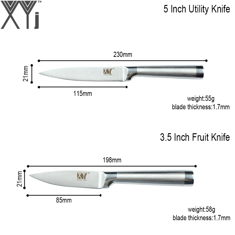 XYj 8 ''нержавеющая сталь Кухня Ножи Стенд 8'' шеф повар ''нарезки 7'' Santoku 5