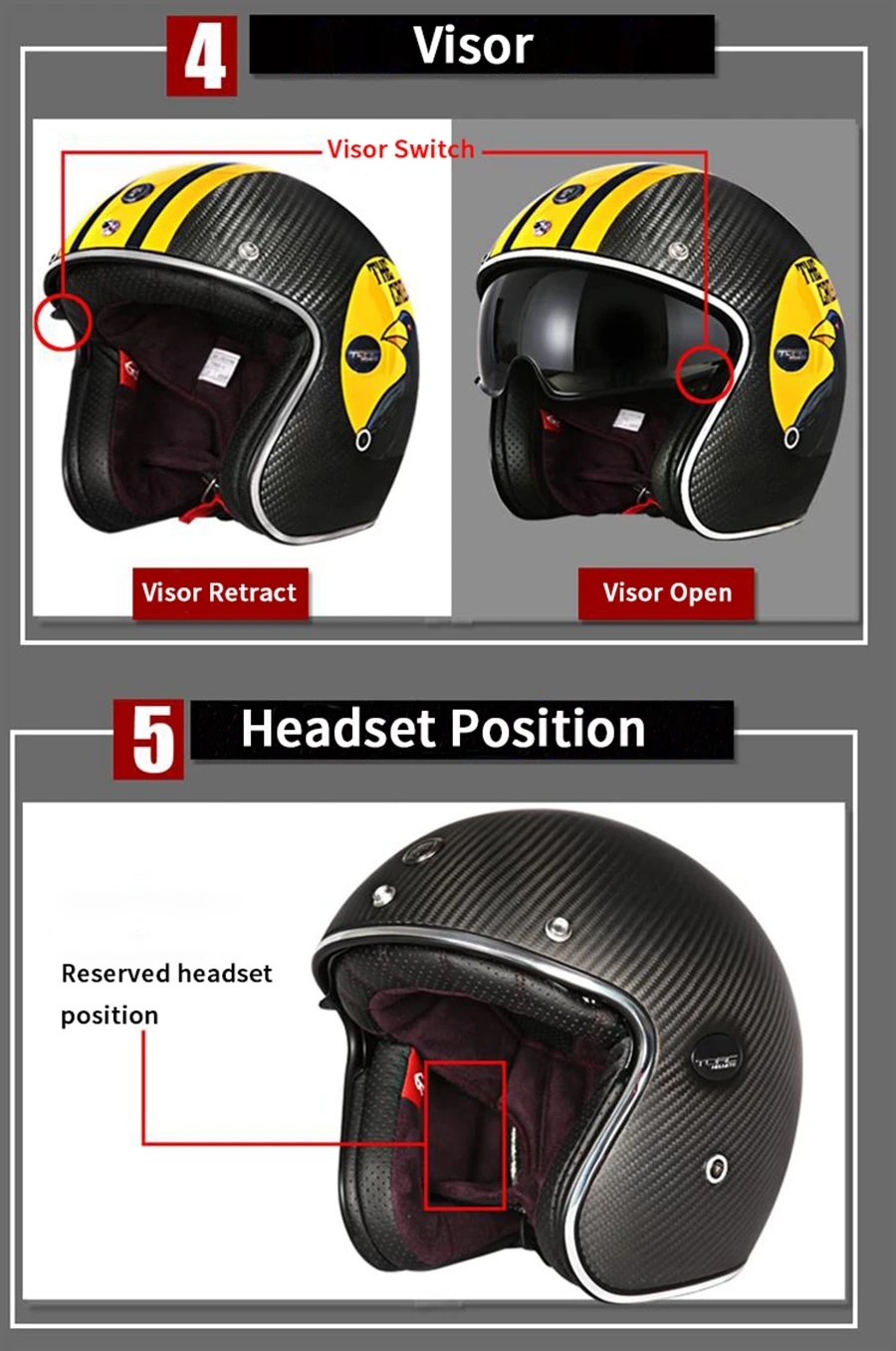 1 комплект 3/4 открытый лицо мото скутер Bluetooth гарнитура шлем солнце Viso точка Кафе Racer Ретро Винтаж мотоциклетный шлем