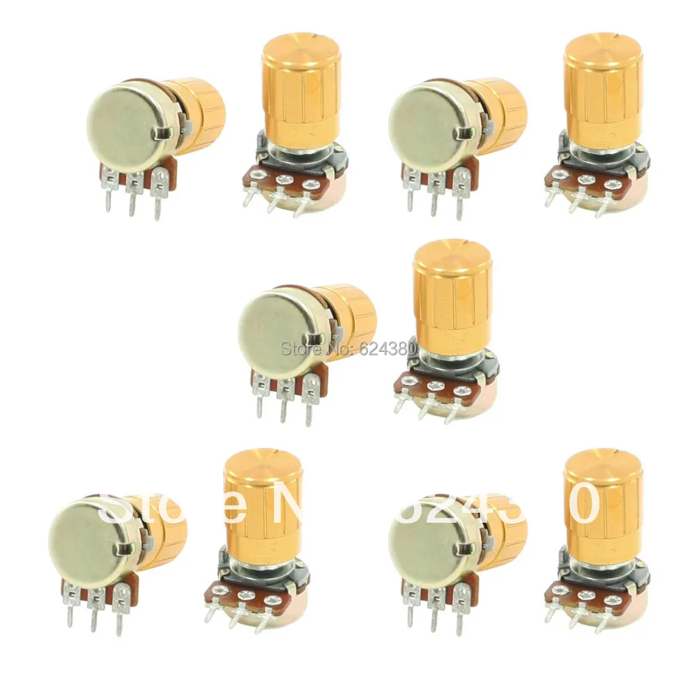 10 шт./лот x WH148 10K OHM B10K 5% 6 мм разделенный вгнутый вал вращающийся на один поворот