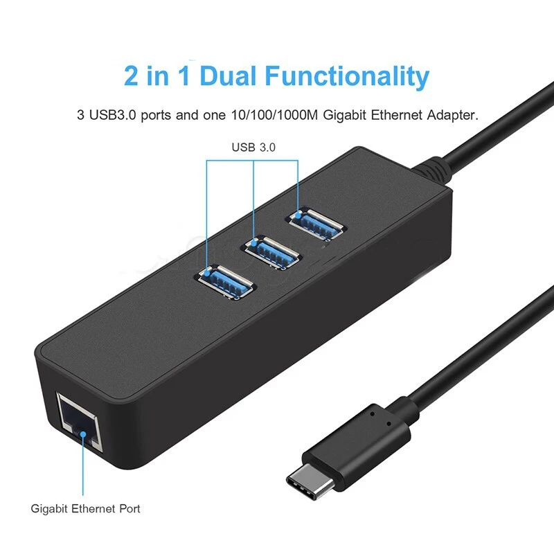 Док станция Basix USB C Hub 3 1 Type на порта 0 с внешним Lan адаптером RJ45 10/100/1000 Мбит/с для Macbook