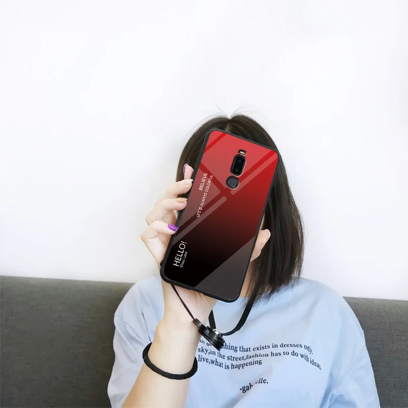 Градиентный чехол из закаленного стекла для Meizu Note 8 силиконовая рамка жесткая
