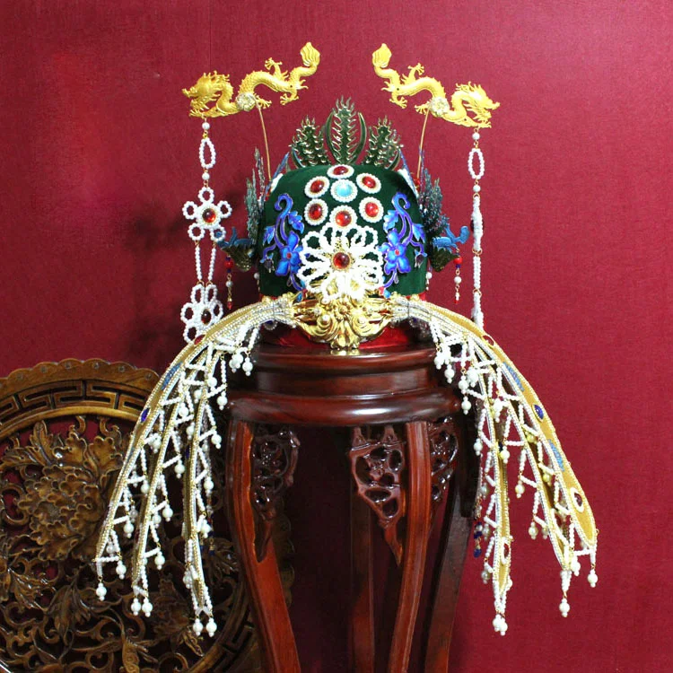 Ming Dynasty императрица Винтажная с драконом Феникс тиара Древний китайский традиционный Корона Головные уборы кисточкой фотография свадебная тиара