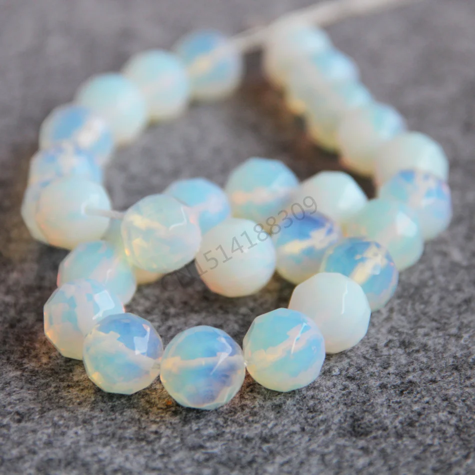 Новое ожерелье и браслет 14 мм лунный камень Шри-Ланка Ограненный опал бусины